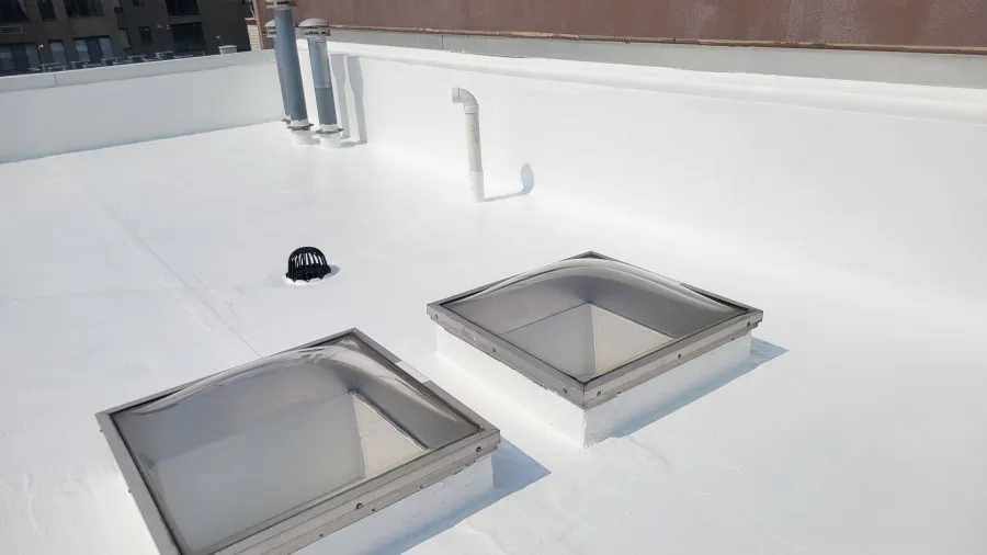 Hackensack Nj, Retail Commercial Building Roof, Tpo Roof, 20 Year Silicone Roof Coating Application, Ge Product