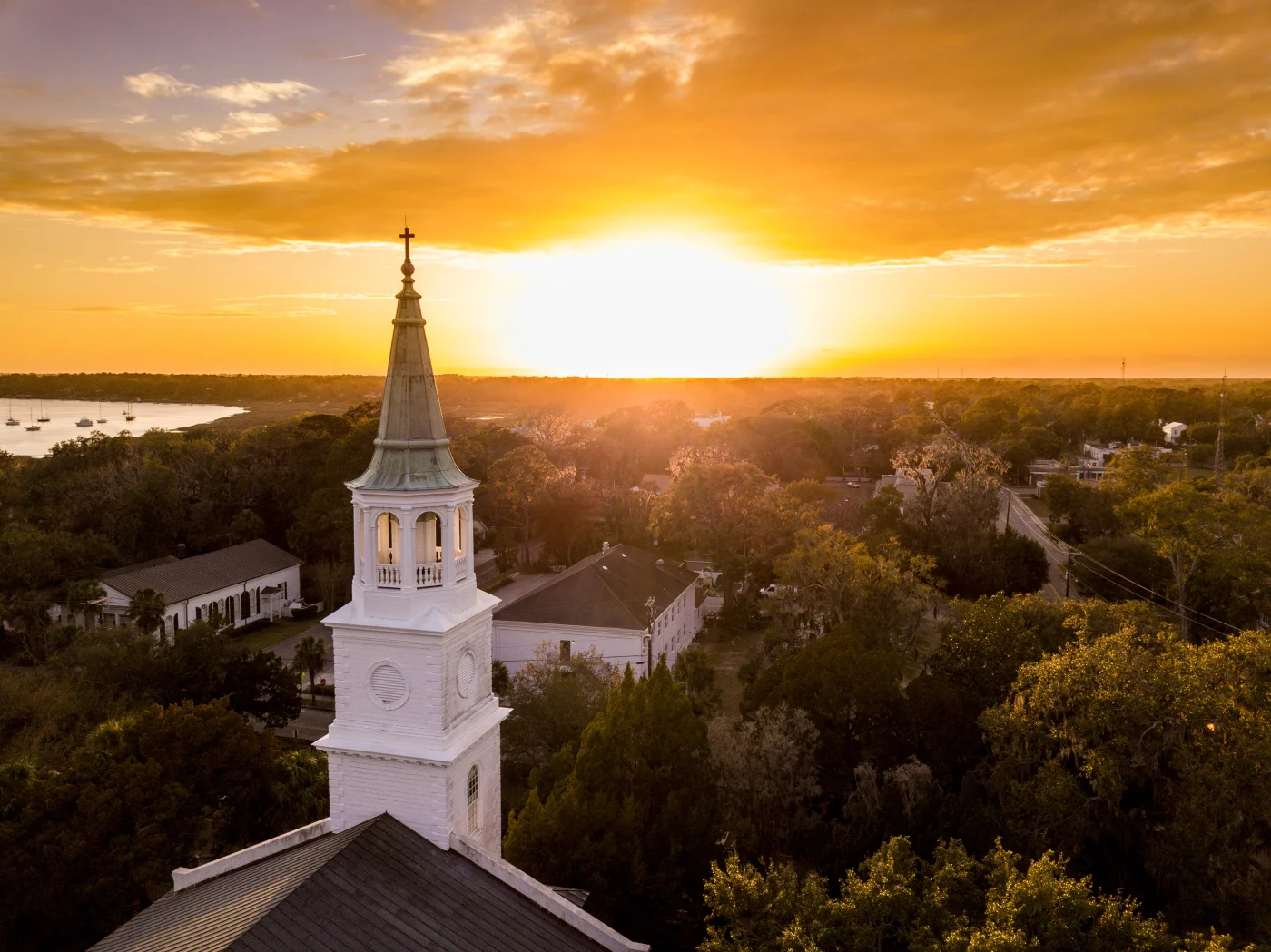 A church at sunrise