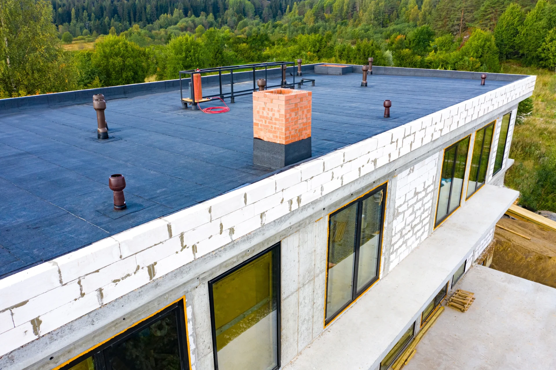 Building With Flat Roof That Has Been Coated