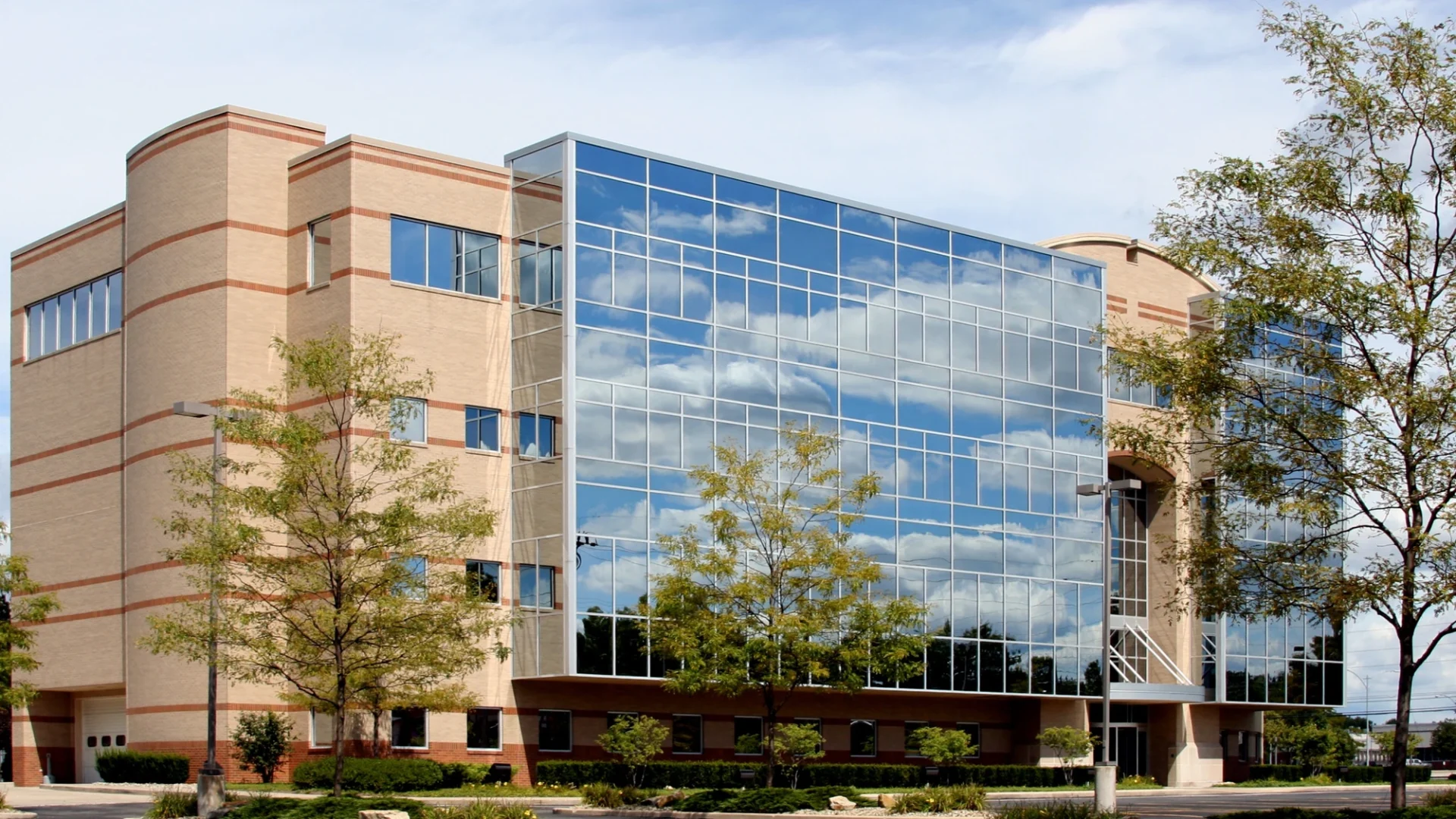 Office building with large windows