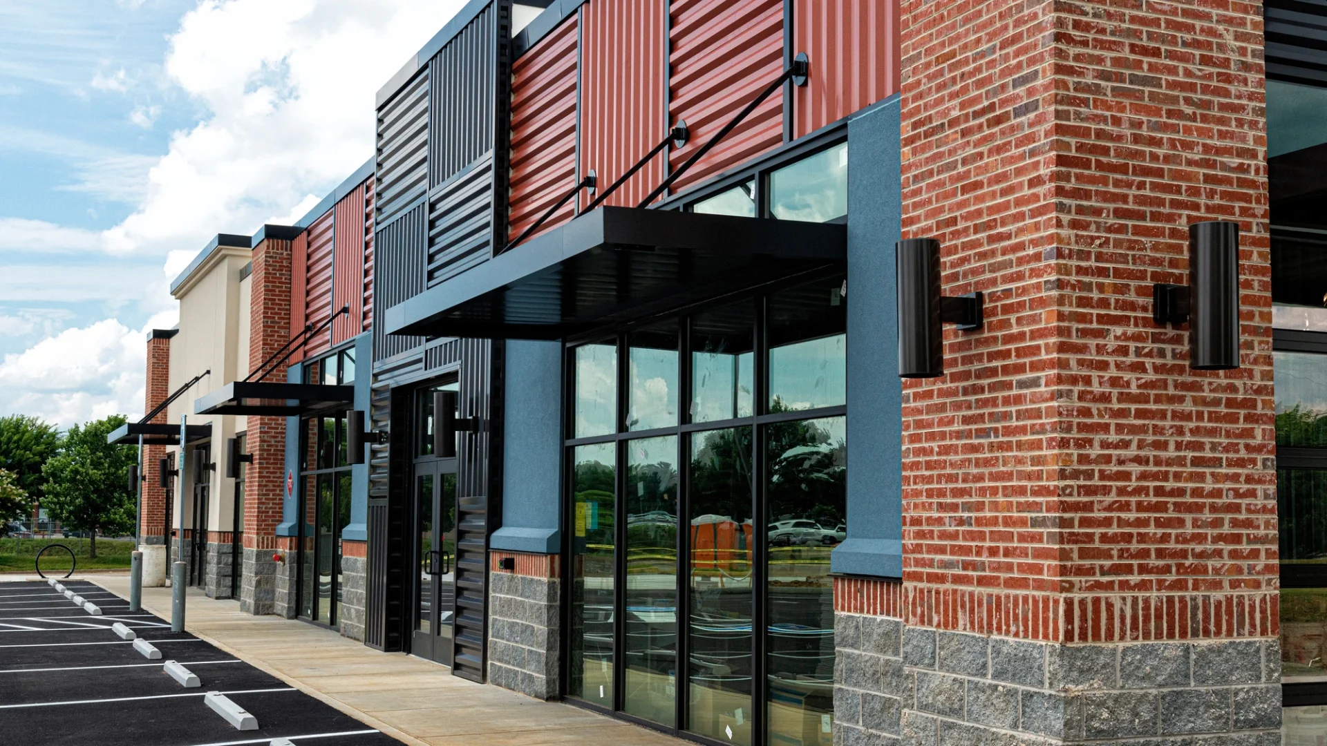 Commercial building exterior in brick